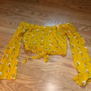 Pacsun Yellow Floral Off-Shoulder Top